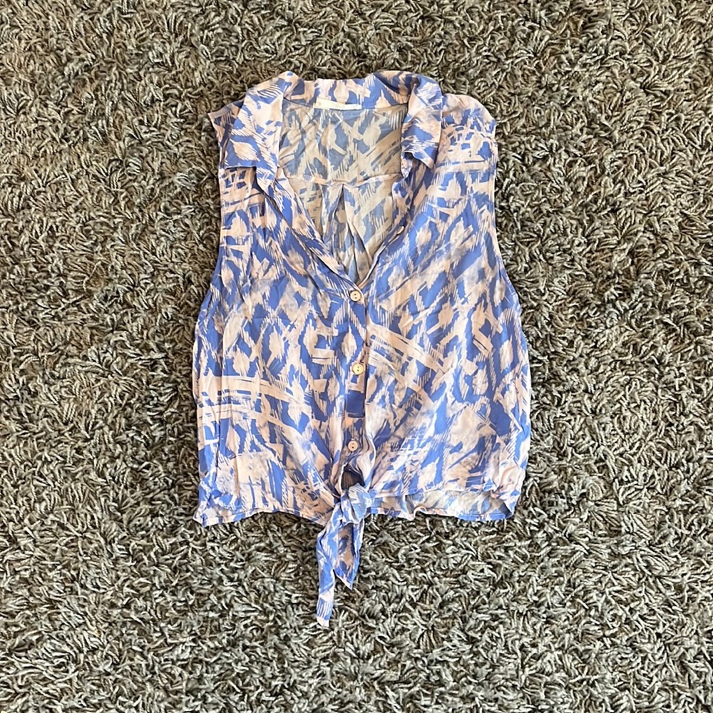 Button Down Blouse with Tie